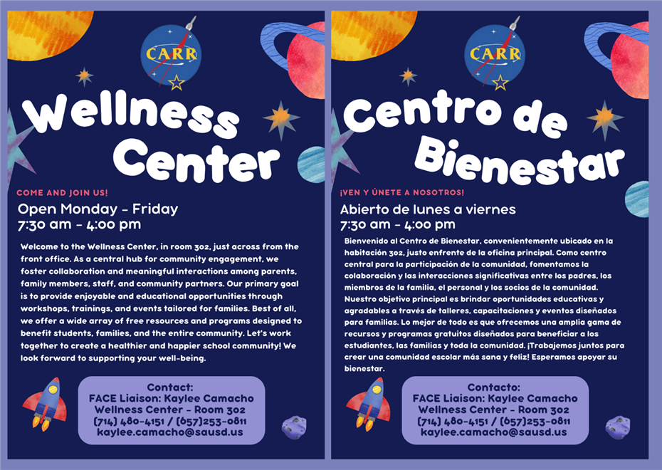 sausd face carr intermediate school face liaison wellness center